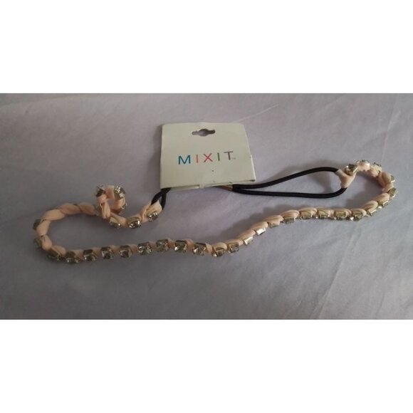 Mixit Rhinestone Embellished Braided Elastic Headband - Picture 1 of 4